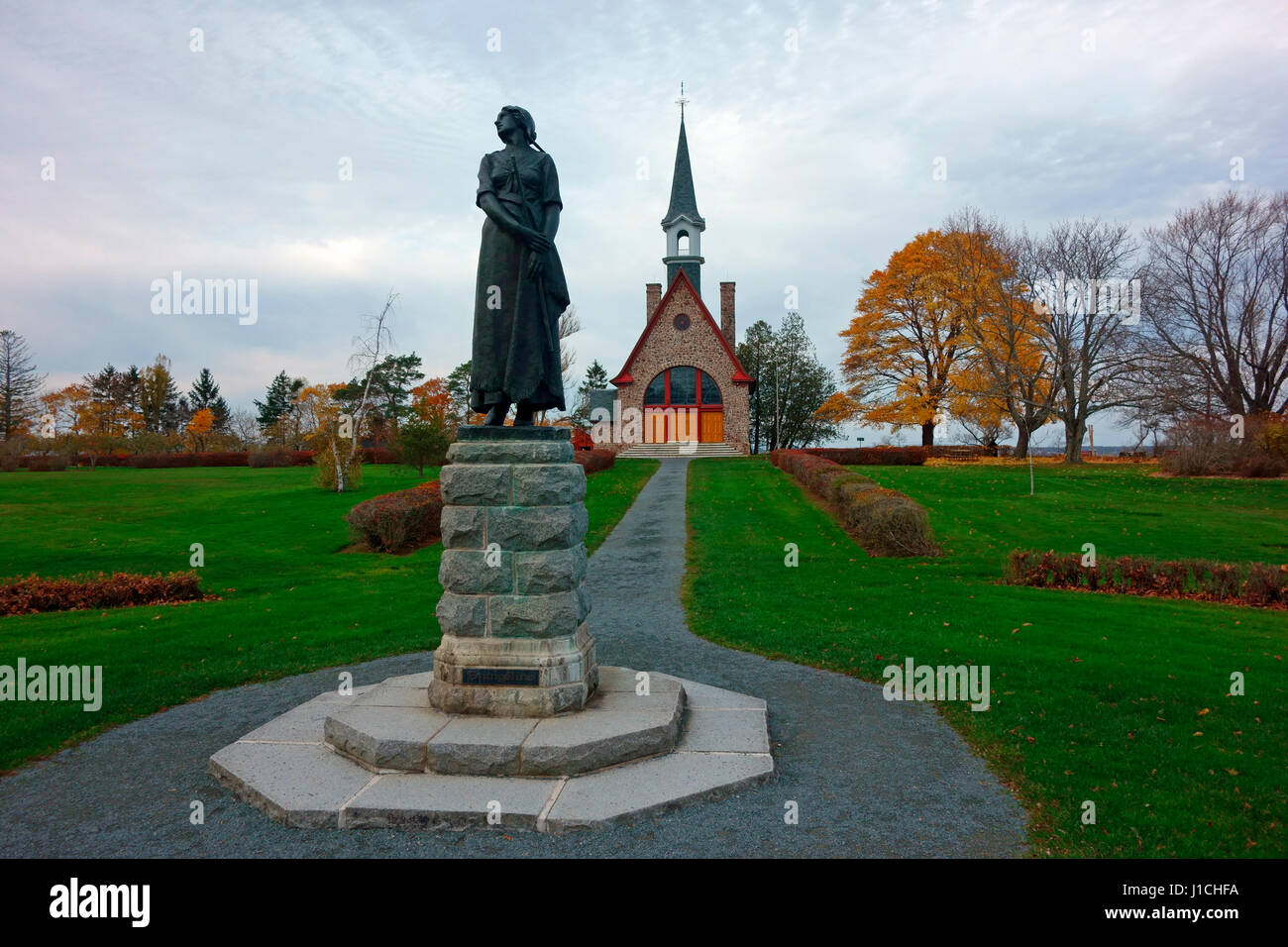 Grand Pre National Historic Site showing Evangeline and the stone church Stock Photo