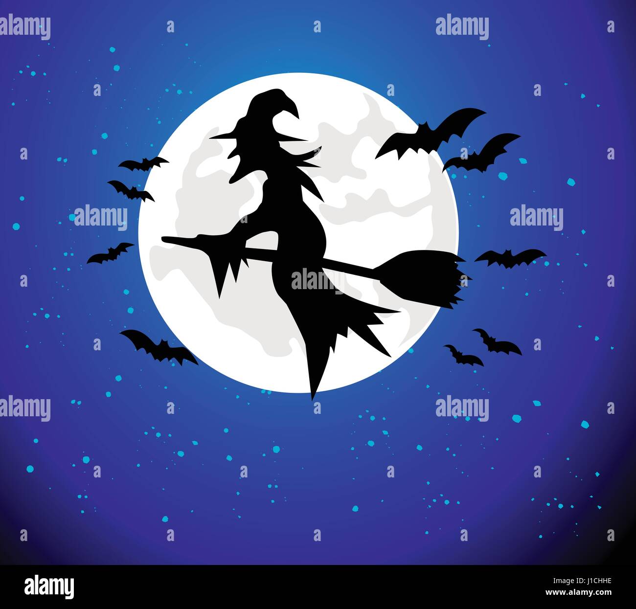 Witch flying over the moon Stock Vector Image & Art - Alamy