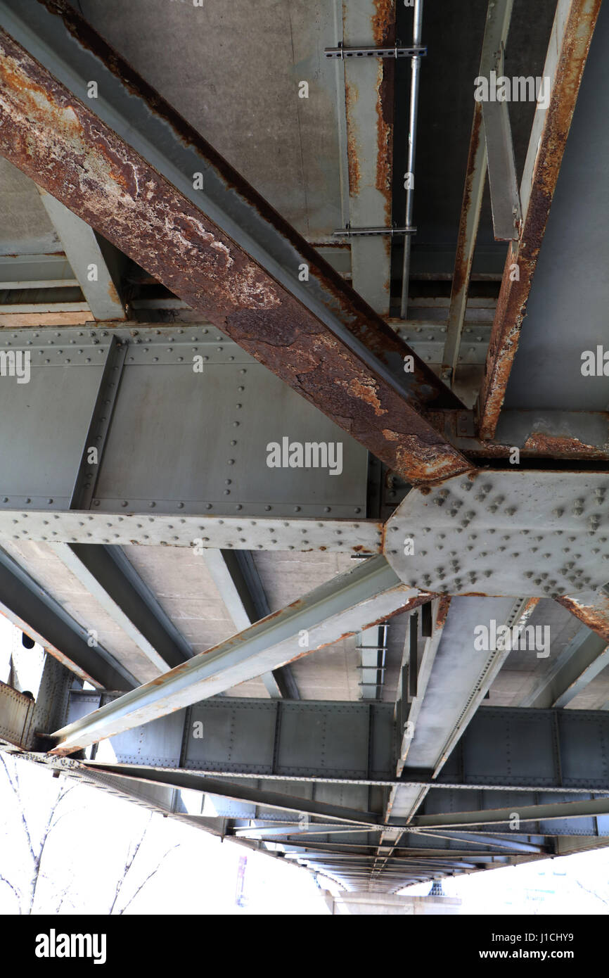 infrastructure - Rust and damage to the Brent Spence Bridge that carries Interstates 71 and 75 across the Ohio River between ohio and , Kentucky Stock Photo
