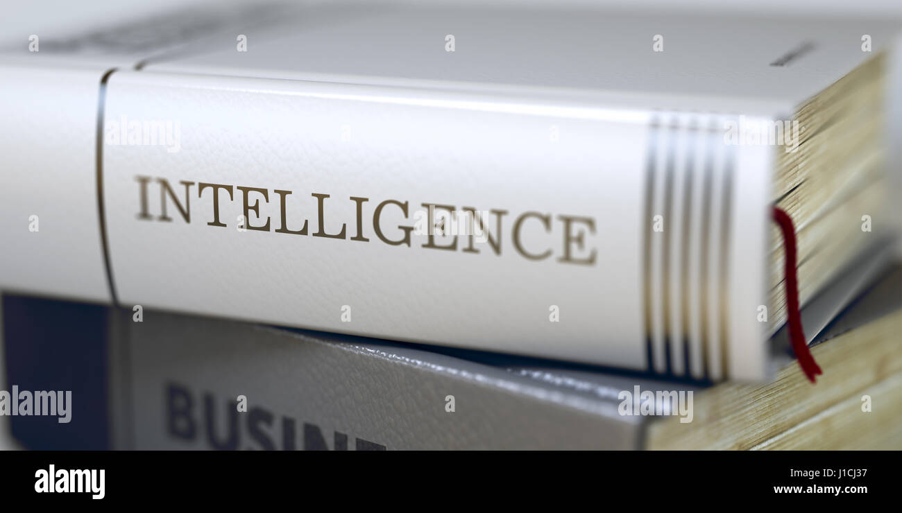 Intelligence Concept. Book Title. 3d. Stock Photo