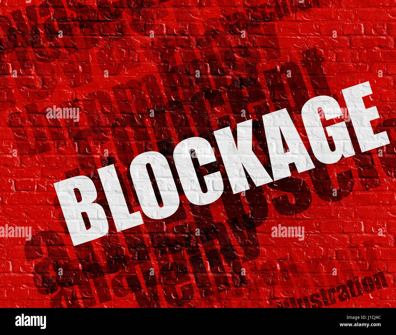 Modern health concept: Blockage on the Red Brickwall . Stock Photo