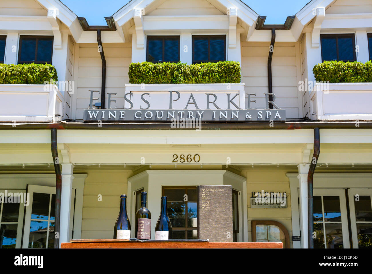 The Fess Parker Wine Country Inn & Spa is a well appointed, upscale hotel in the heart of Santa Ynez Valley wine country,  in Los Olivos, CA Stock Photo