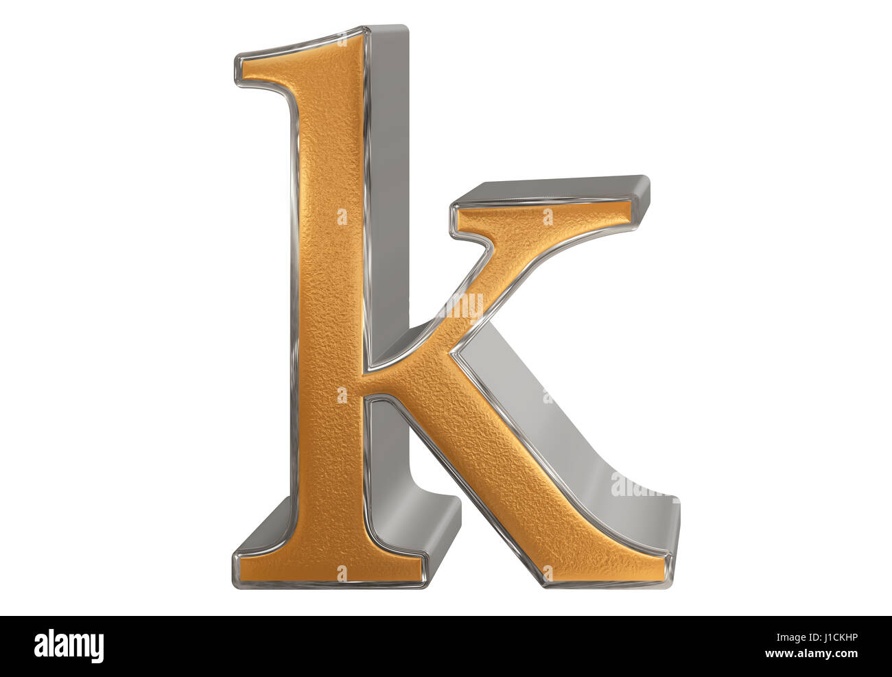 Lowercase letter K, isolated on white, with clipping path, 3D illustration Stock Photo