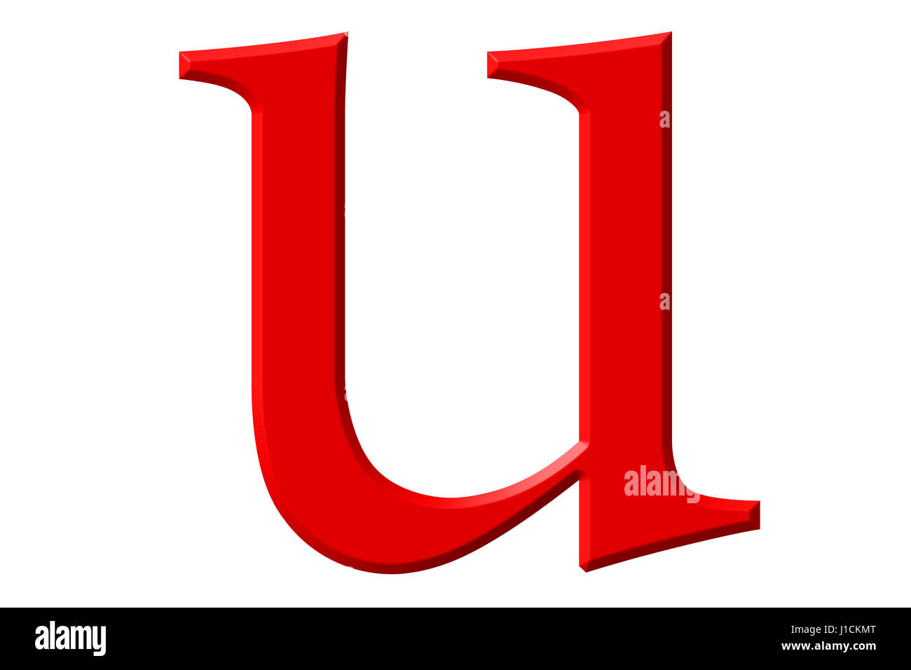 Lowercase letter U, isolated on white, with clipping path, 3D illustration Stock Photo