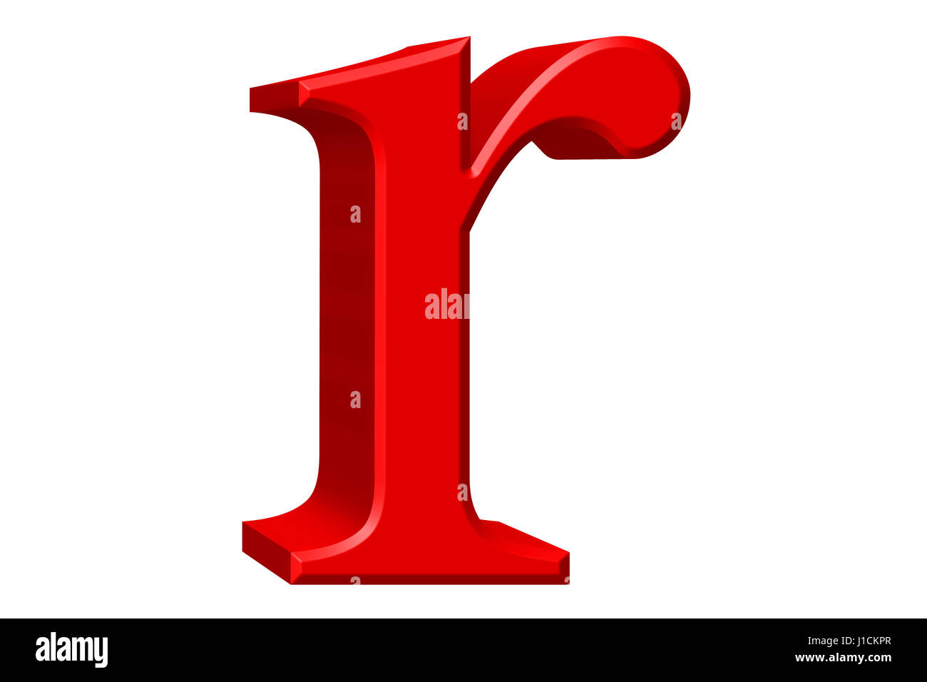 Lowercase letter R, isolated on white, with clipping path, 3D illustration Stock Photo