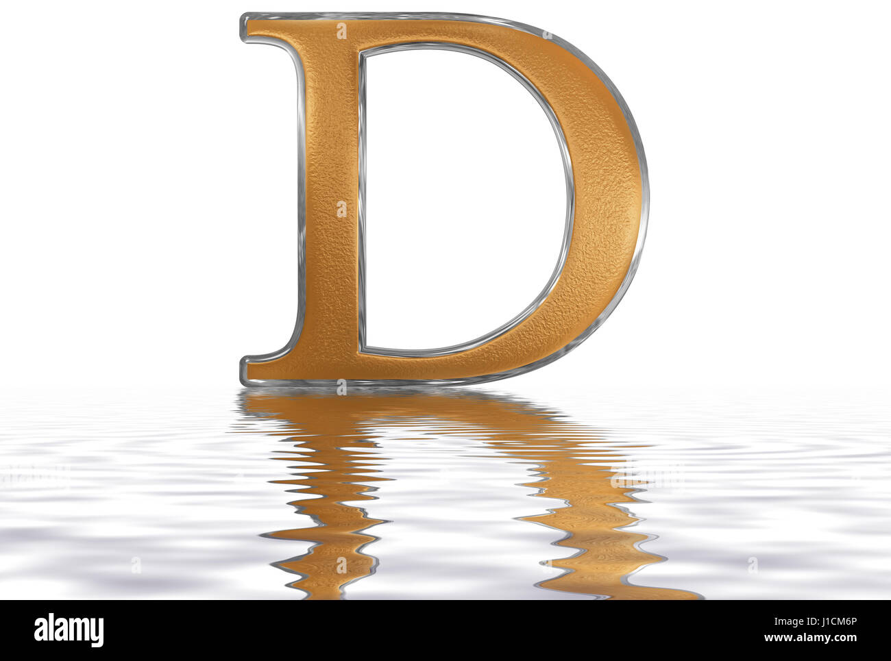 Number D Roman numeral D, quingenti, 500, five hundred, reflected on the water ...