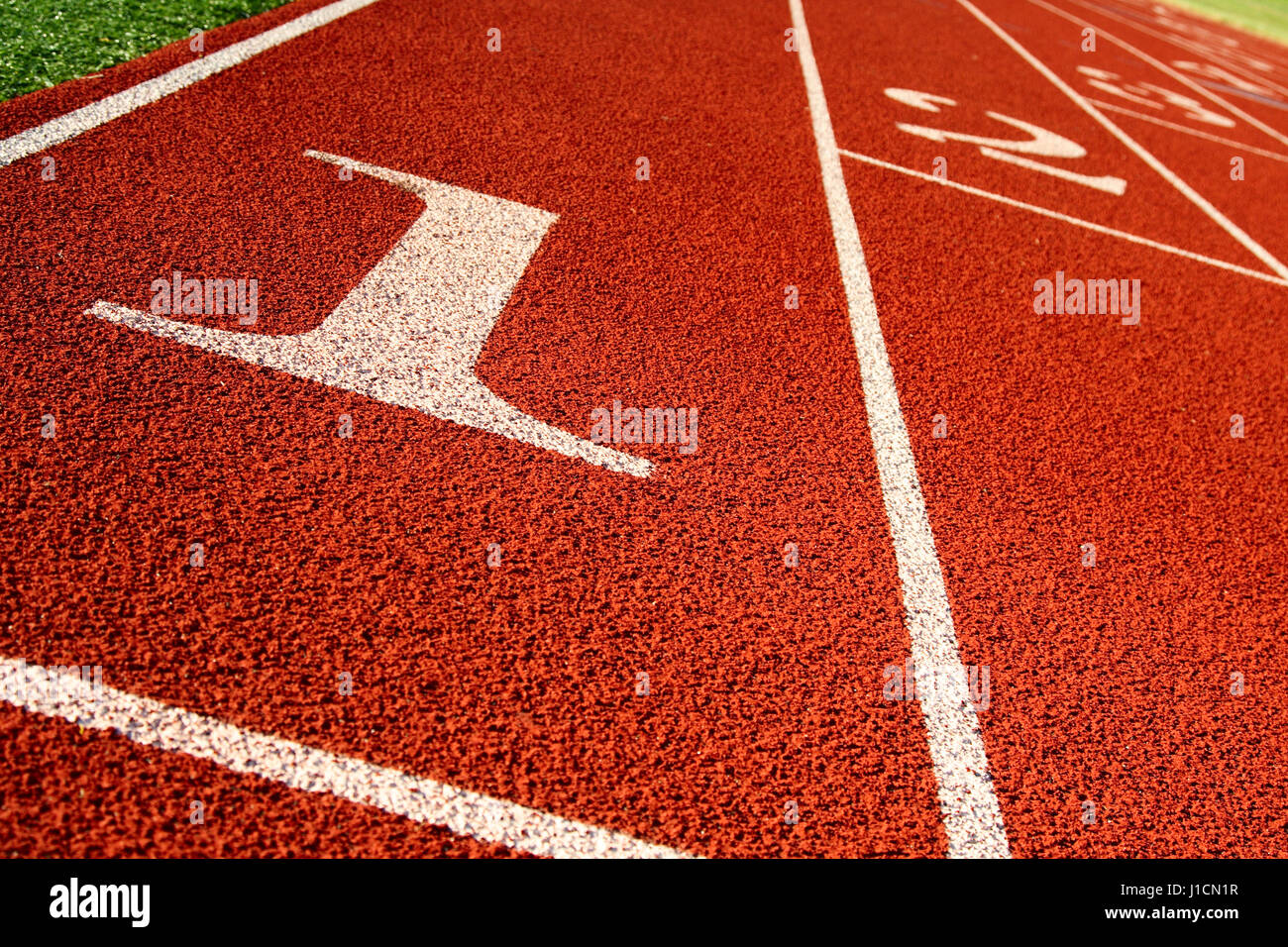 A shot of a running track and field start line Stock Photo Alamy