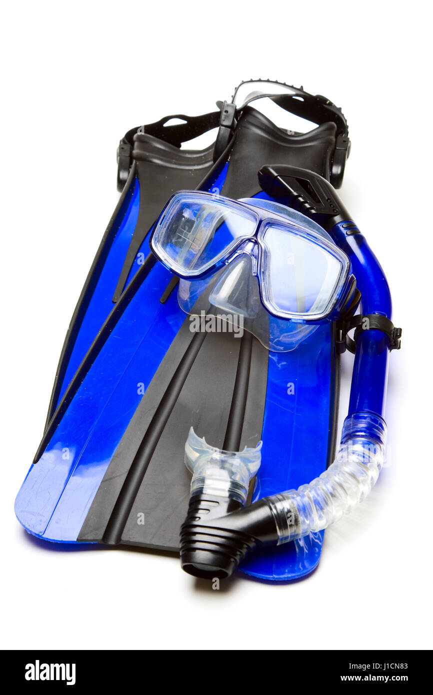 An isolated shot of snorkeling equipment and flippers Stock Photo Alamy