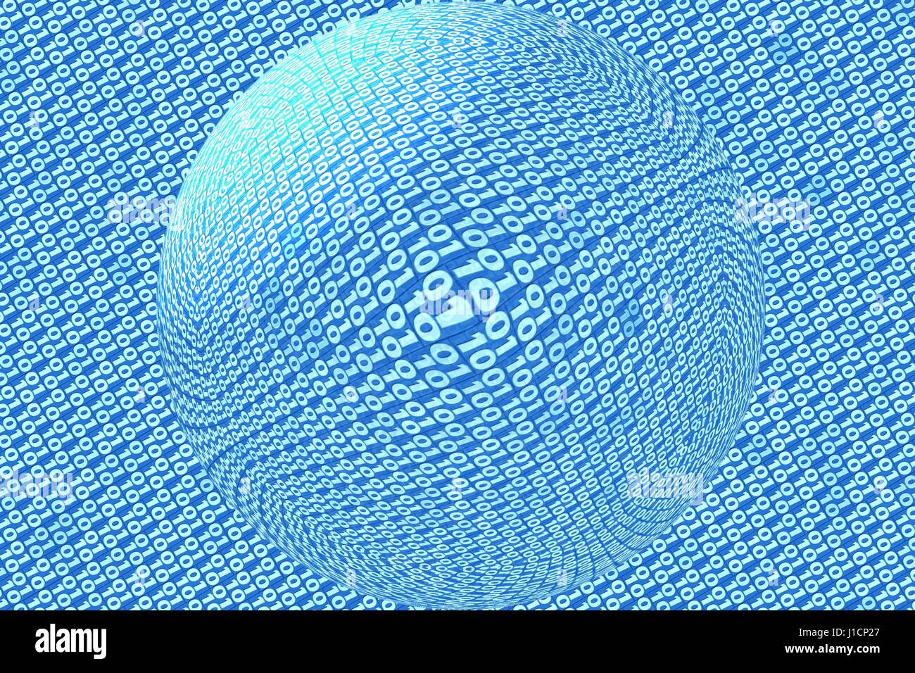 Transparent sphere on blue binary code background Stock Photo - Alamy