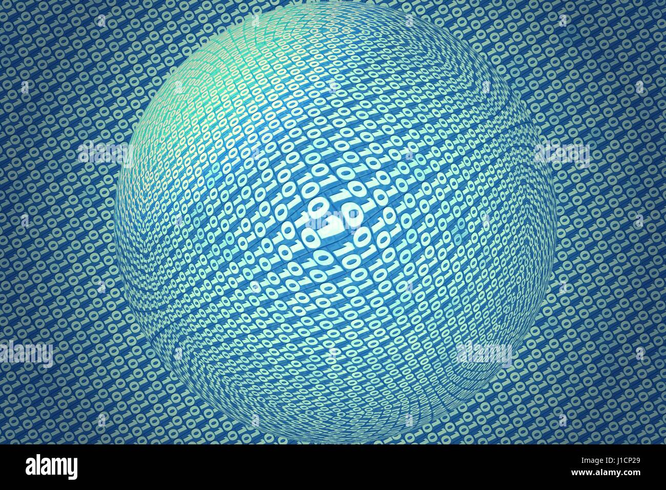 Transparent sphere on blue binary code background Stock Photo - Alamy
