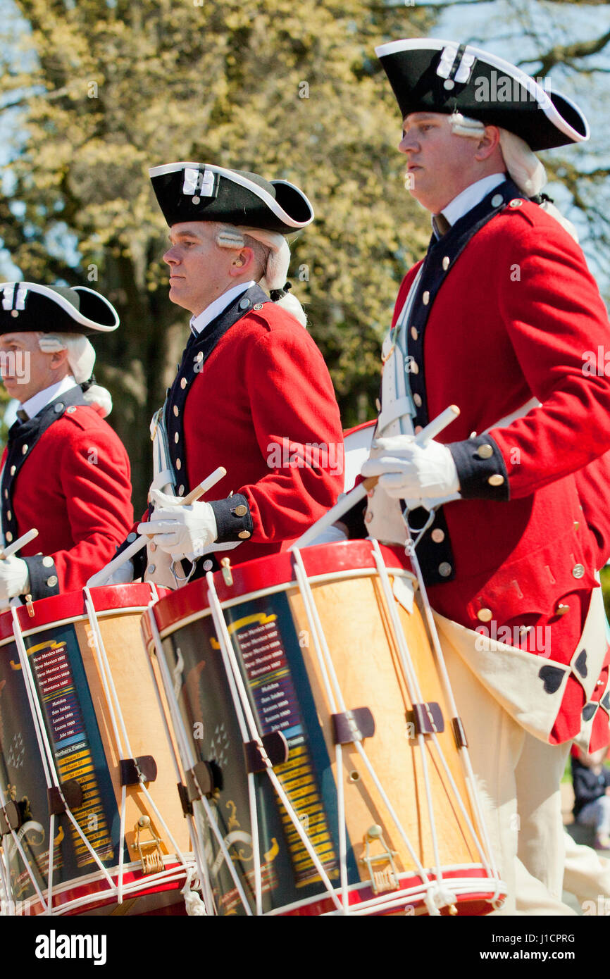 The US Army Old Guard Fife and Drum Corps at a street parade - Washington, DC USA Stock Photo