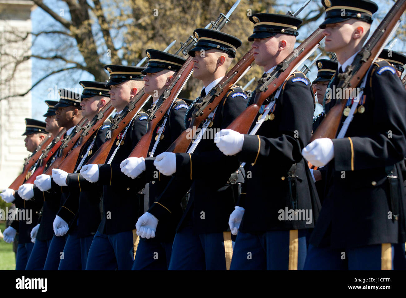 US Army Honor Guard marching during parade - Washington, DC USA Stock Photo