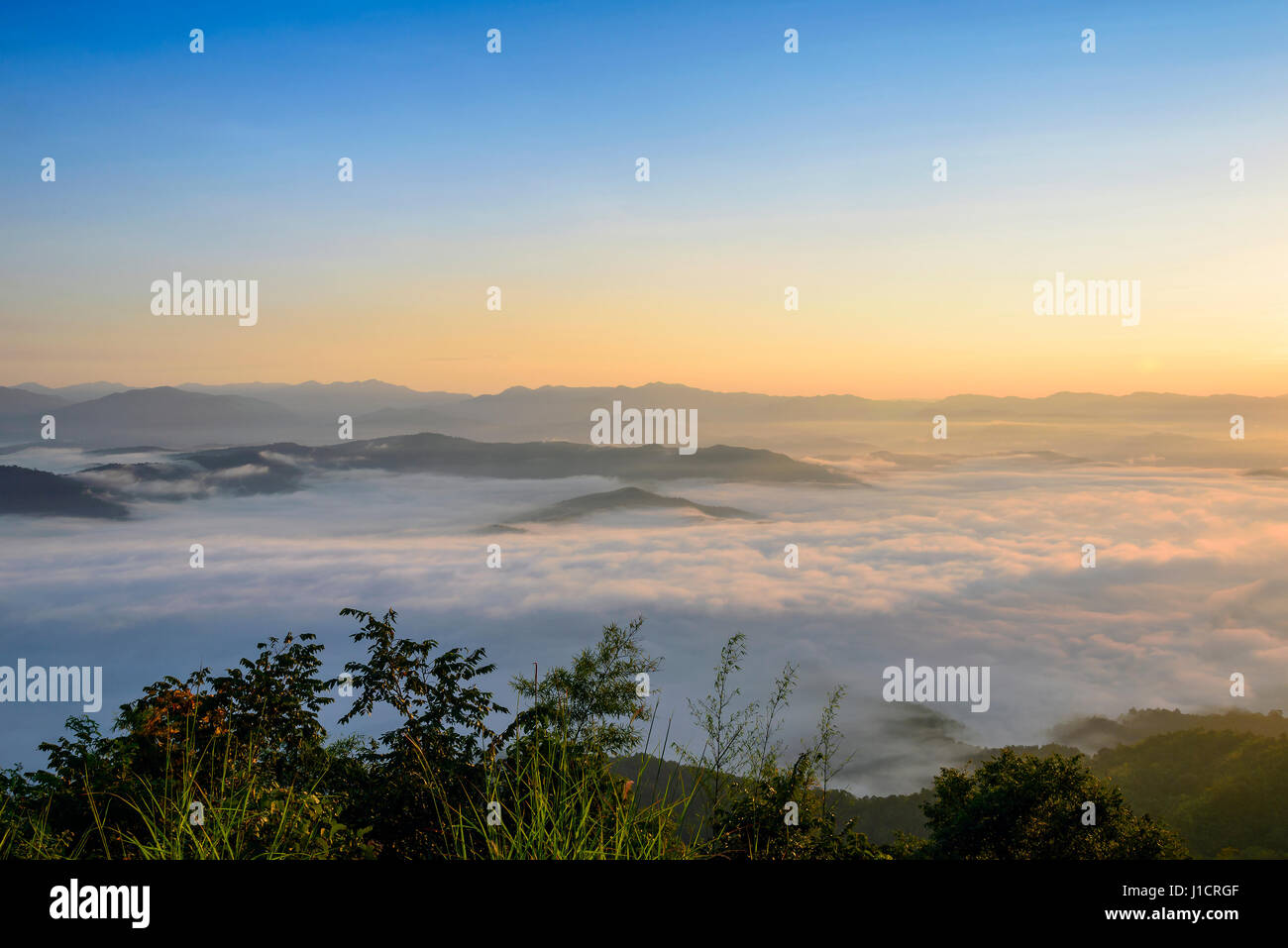 sunrise with the fog Stock Photo - Alamy