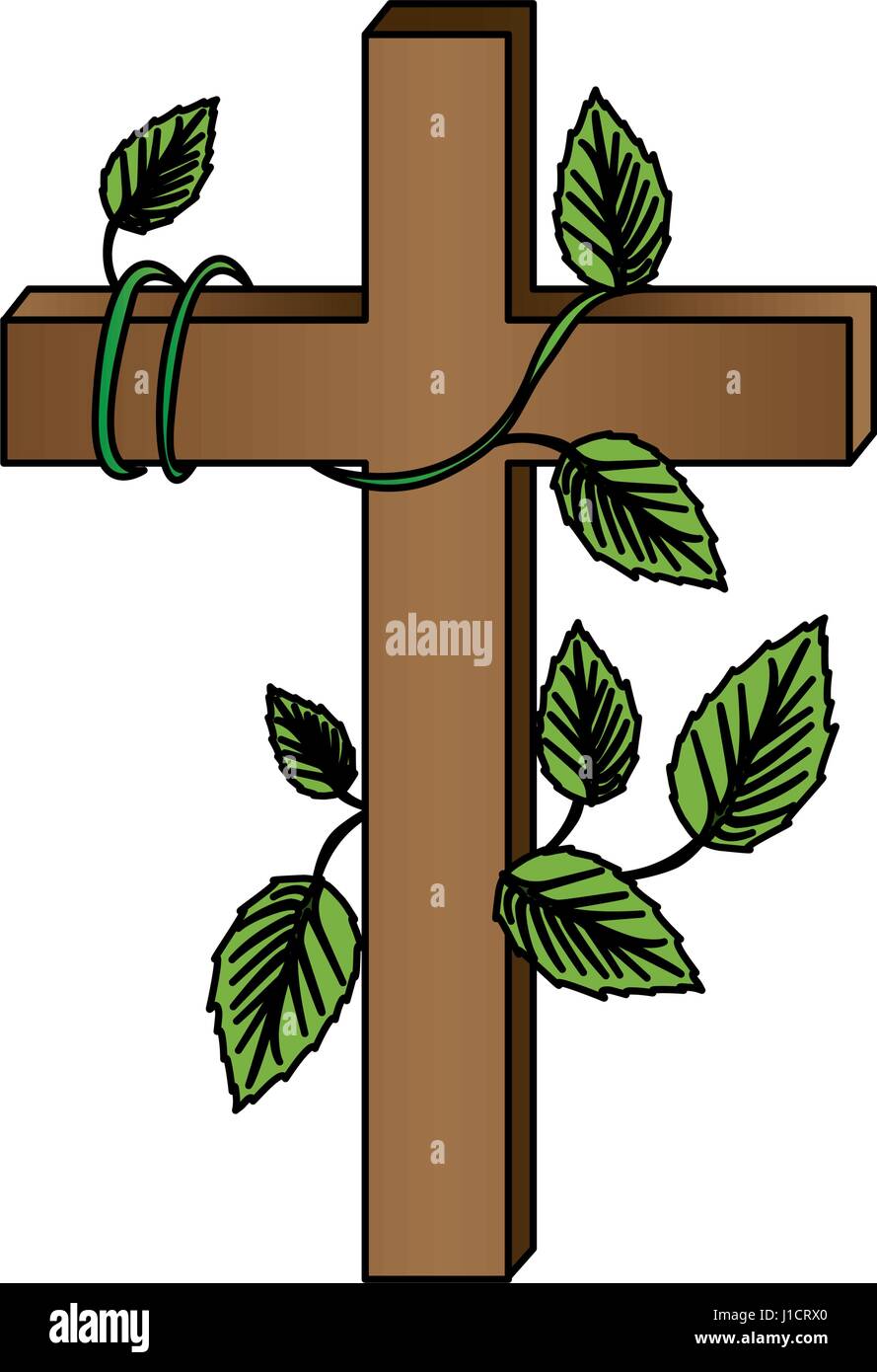 white background with colorful wooden cross and creeper plant Stock Vector Image & Art Alamy