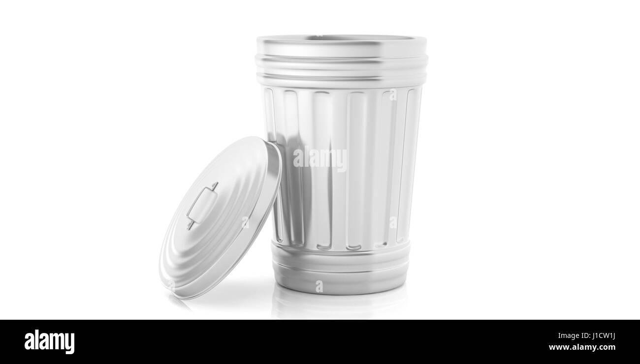 Trash bin isolated on white background. 3d illustration Stock Photo - Alamy