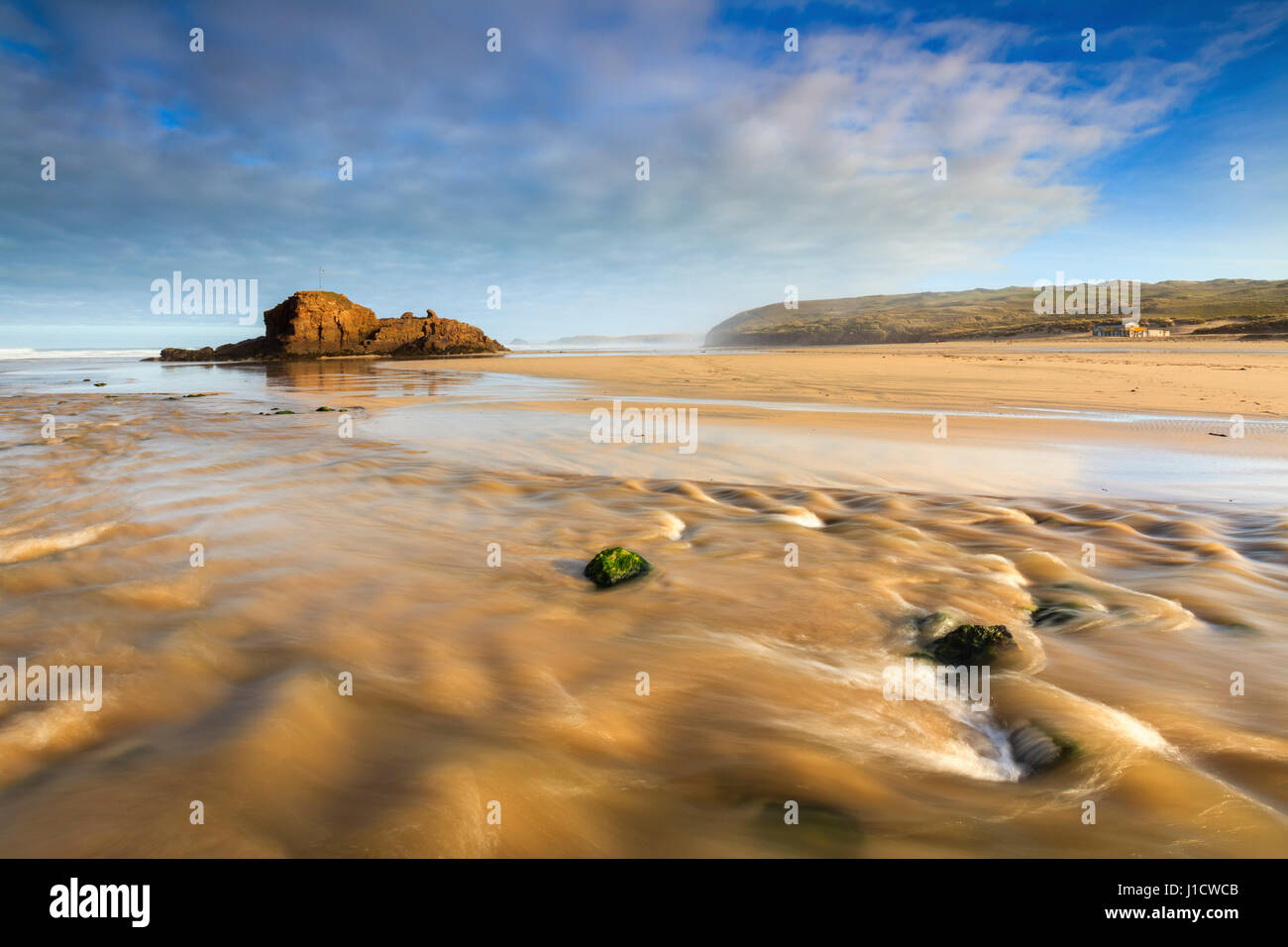 Perranporth Beach on the North Coast of Cornwall Stock Photo