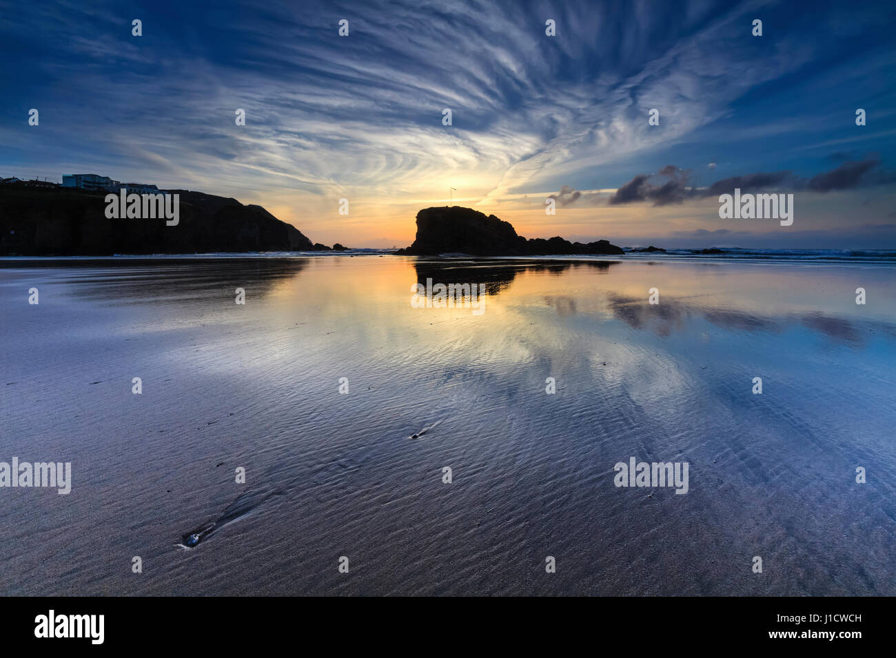 Perranporth Beach on the North Coast of Cornwall Stock Photo