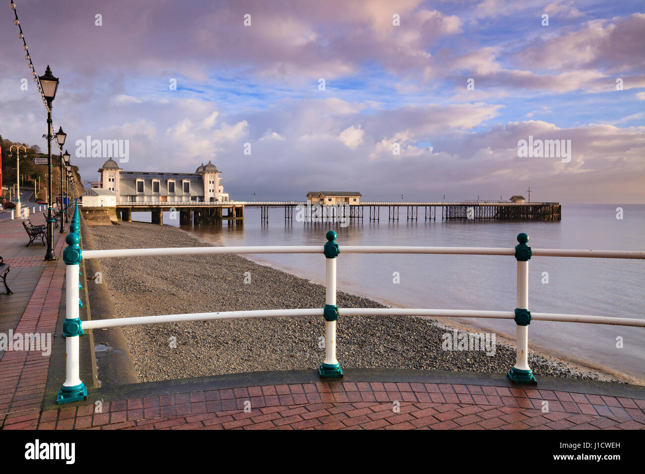 Penarth Pier in South Wales captured shortly after sunrise. Stock Photo