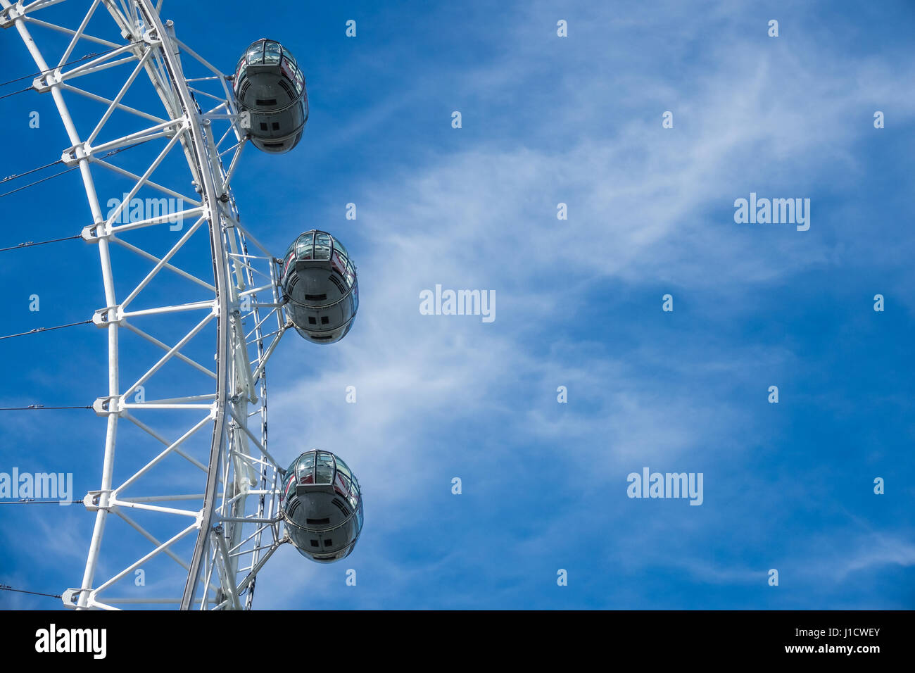London, England -  25 March 2017 : Passenger capsules on the London Eye, famous London landmark and tourist attraction, UK Stock Photo