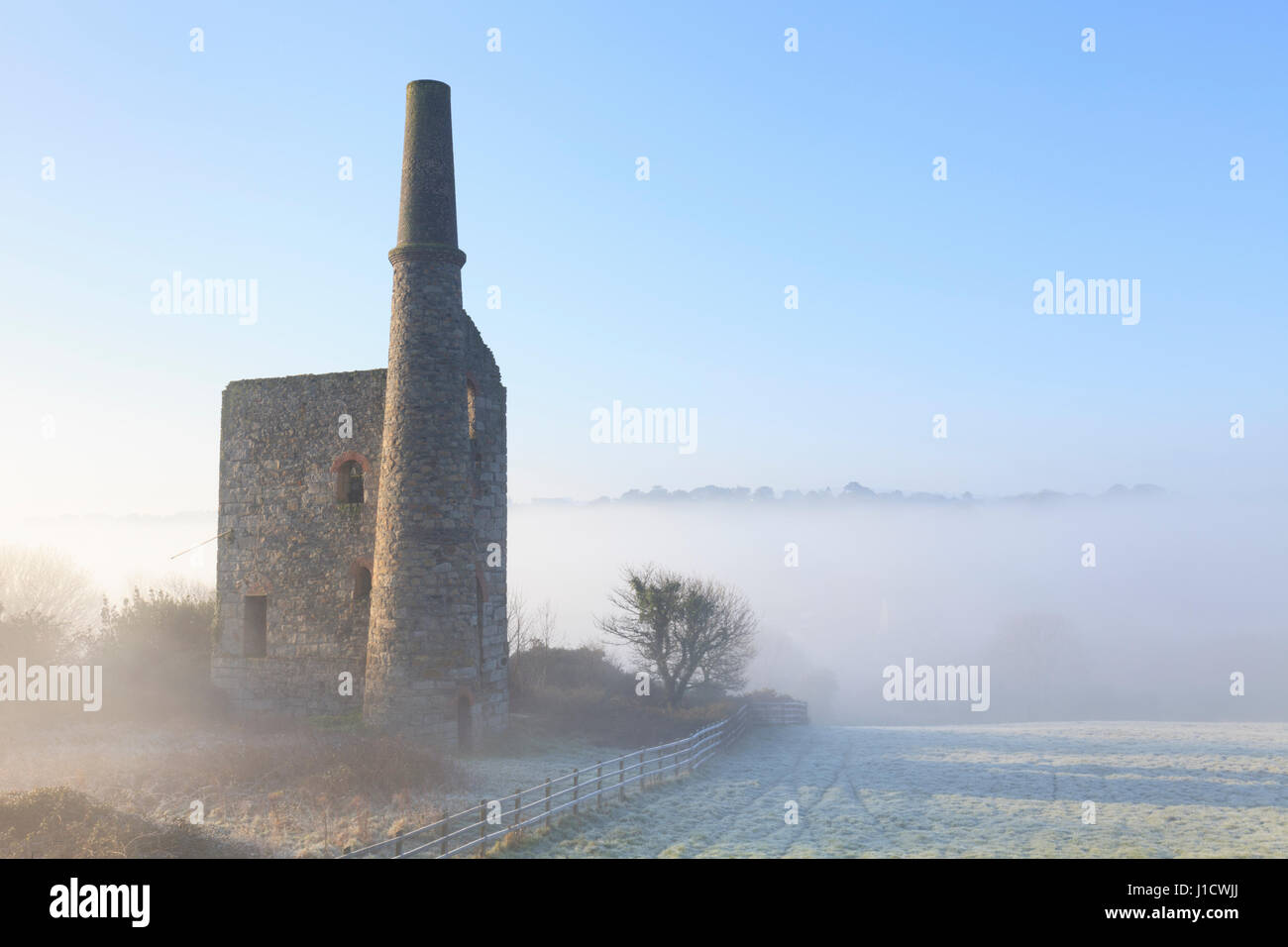 Wheal Bush Engine House near St Day in Cornwall Stock Photo