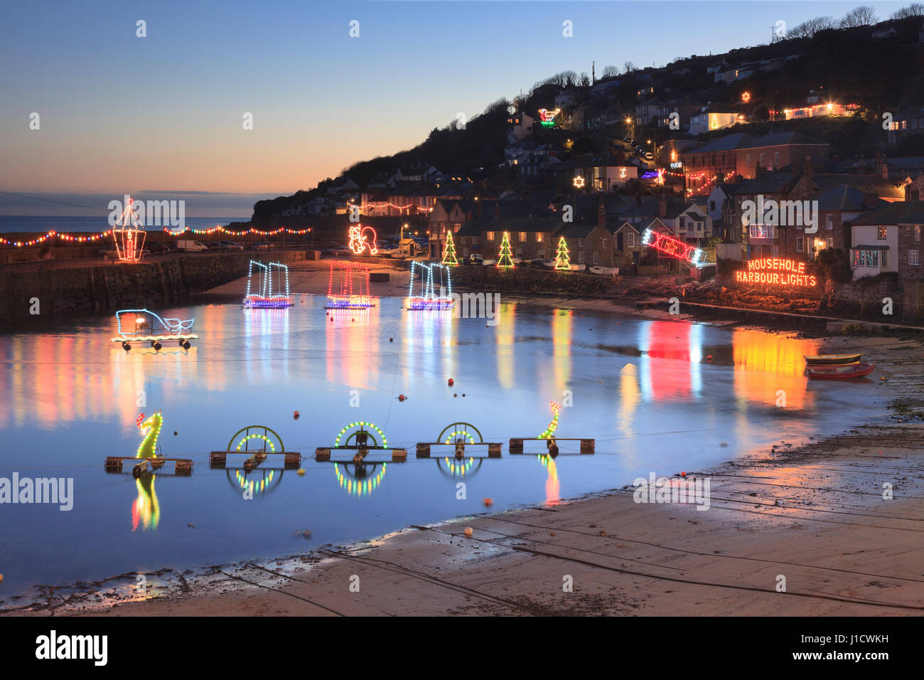 The Mousehole Christmas Lights Stock Photo Alamy