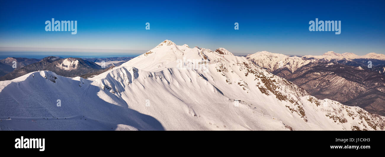 Winter mountains panorama with ski slopes. Caucasus panorama Stock ...