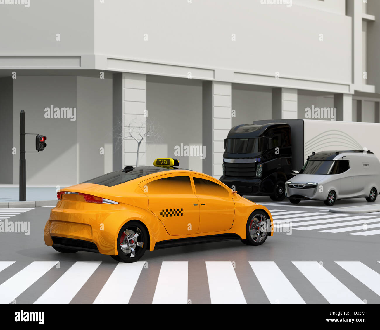 Yellow Taxi Truck Delivery Van At The Crossroads 3d Rendering Stock Photo Alamy Yellow Taxi Truck Delivery Van At The Crossroads 3d Rendering Stock Photo Alamy