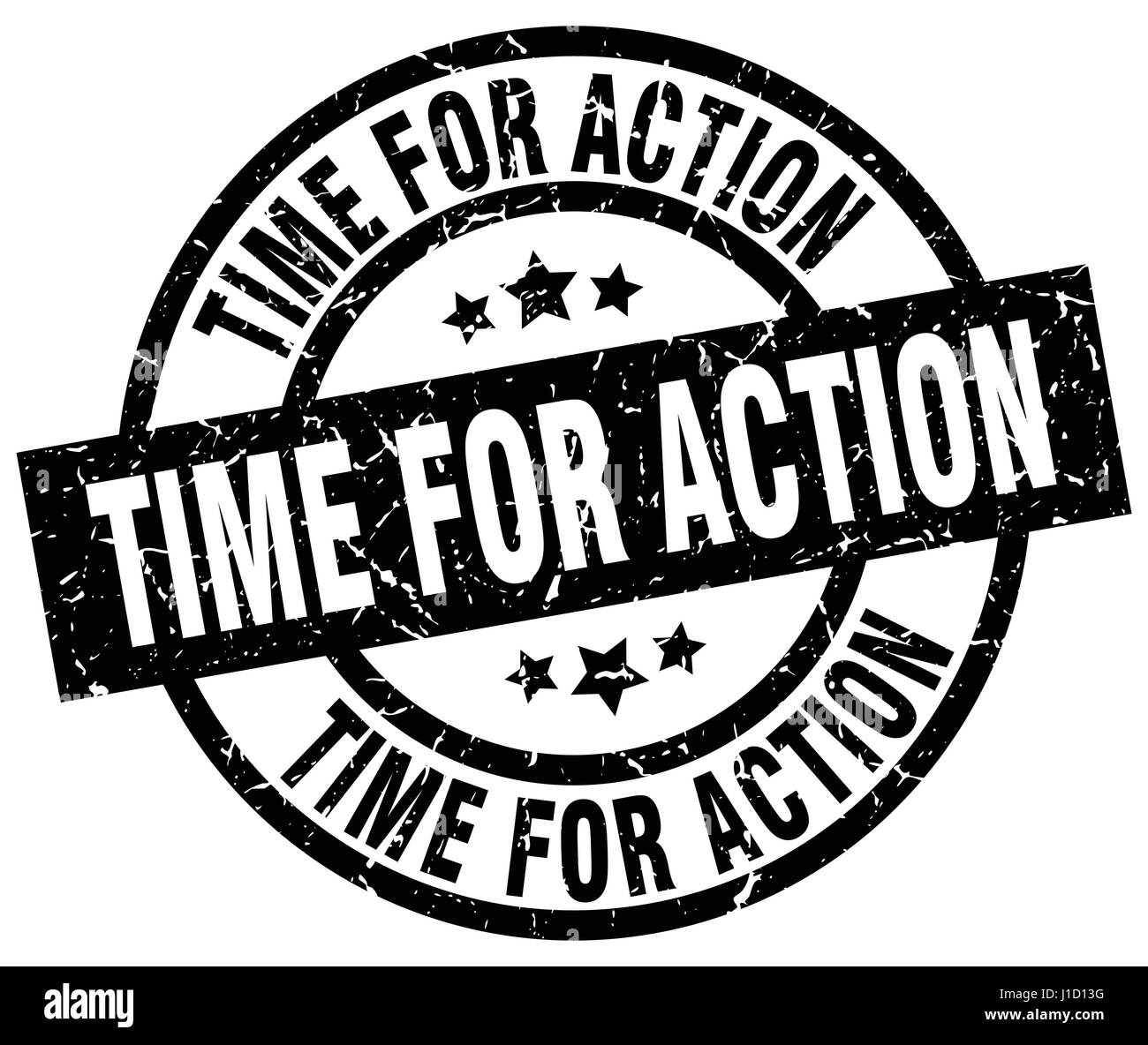 Time for action round grunge black stamp stock vector image art alamy