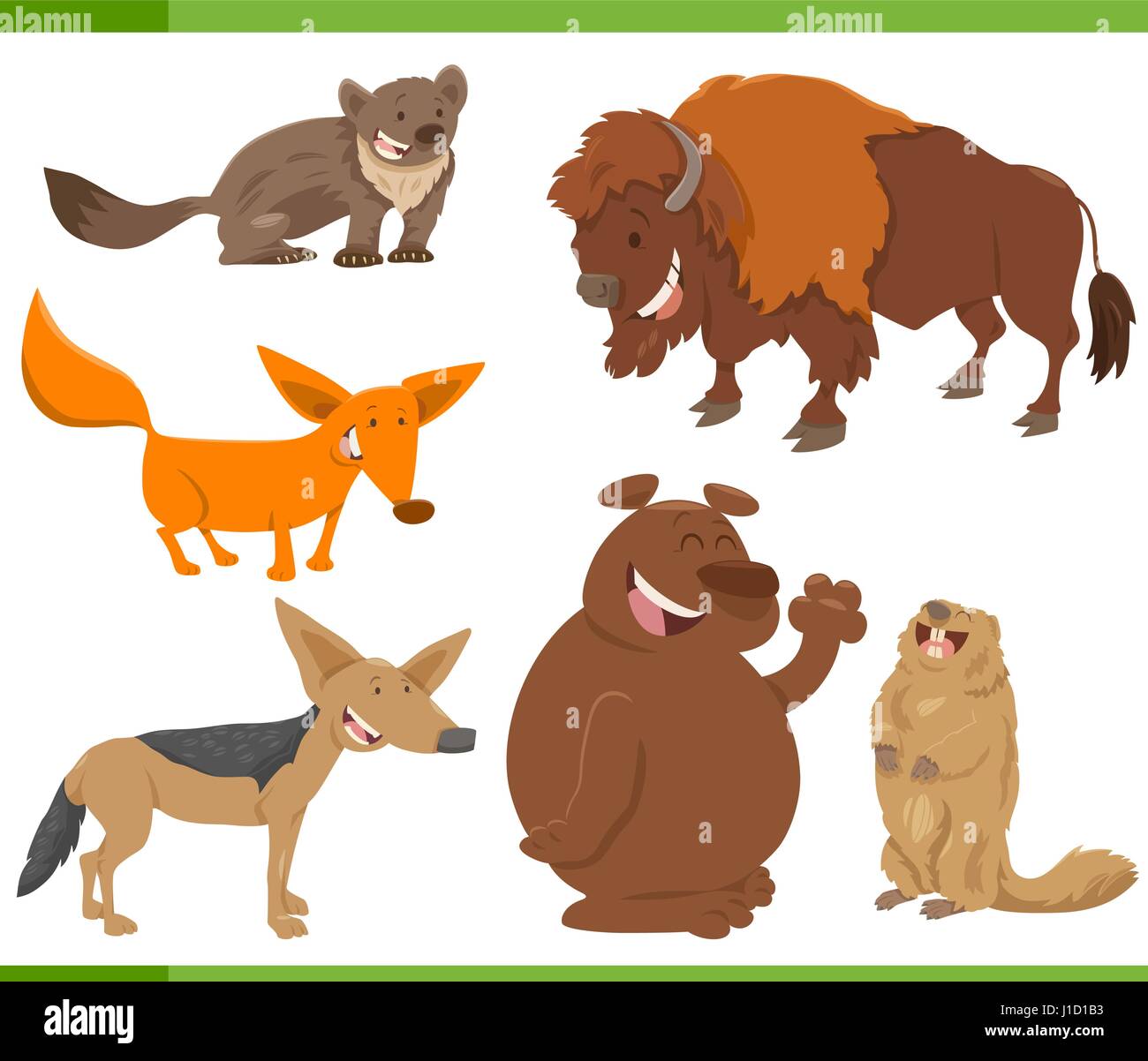 Cartoon Illustration of Cute Wild Animal Characters Set Stock Vector