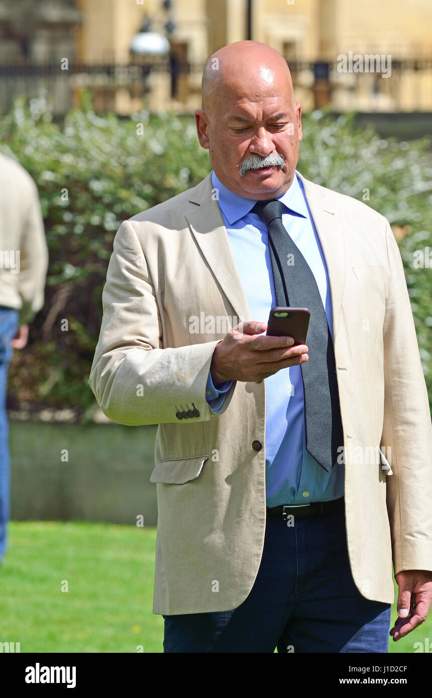 John Pienaar (BBC News deputy political editor) on College Green, Westminster 18th April 2017 shortly after a general election was announced. Stock Photo