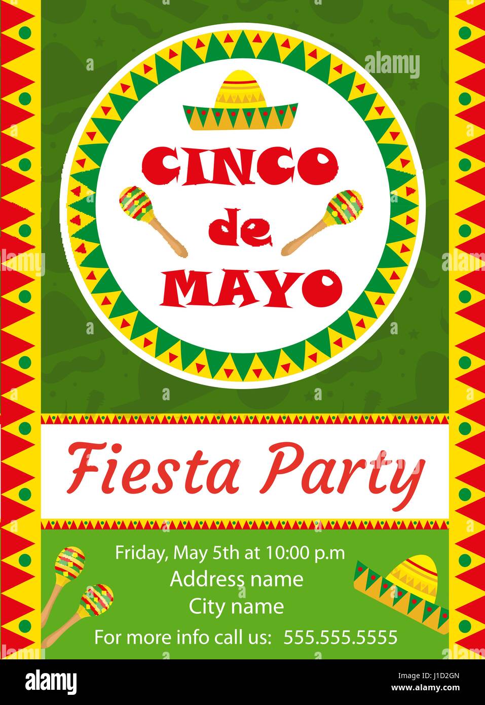 Cinco De Mayo Invitation Template Flyer Mexican Holiday Postcard 