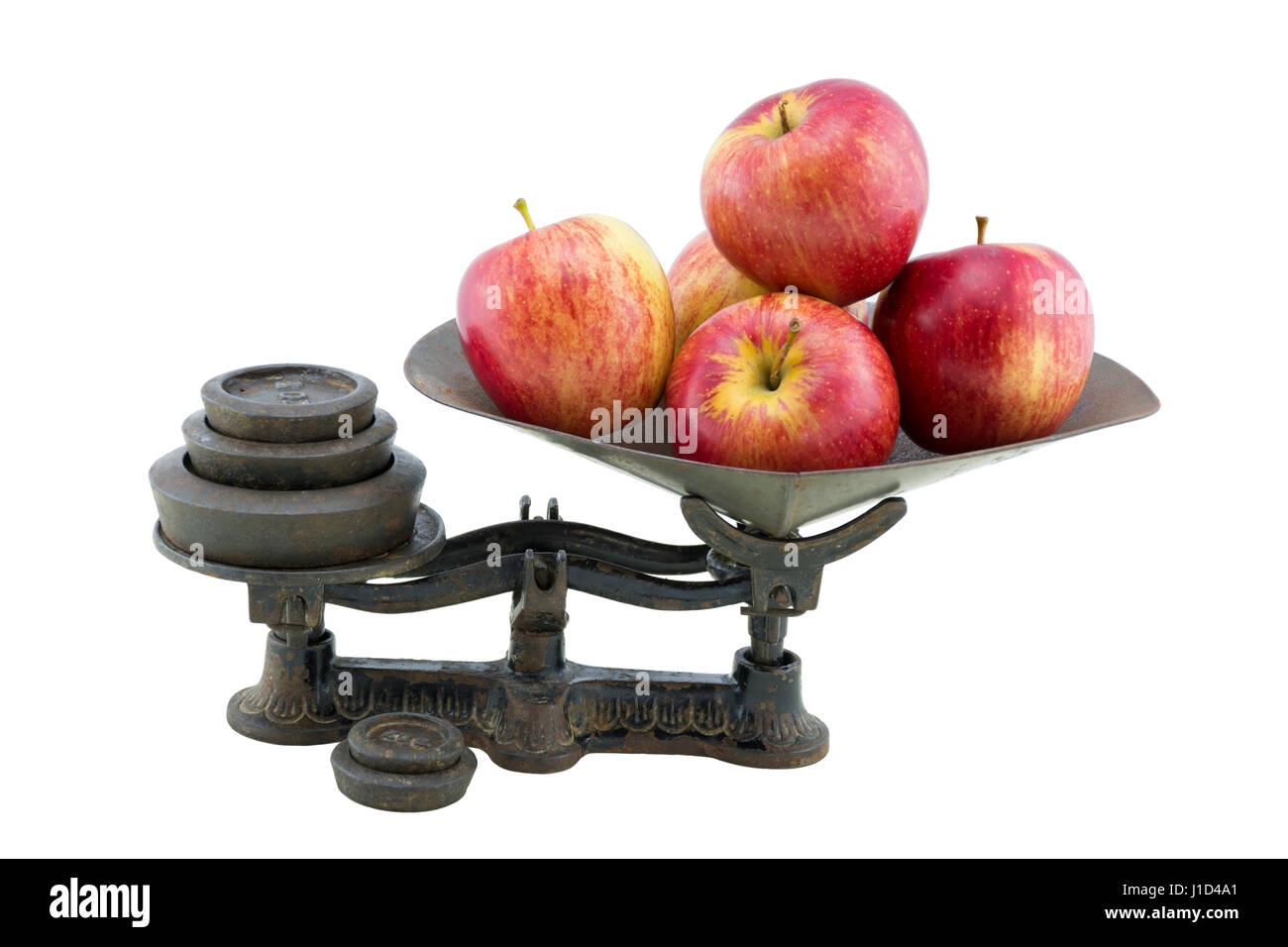 Weigh Apples On The Scales Healthy Food Market Stock Illustration