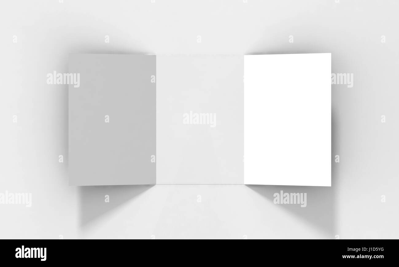 Tri-Fold A5/A4 Brochure Mock-up on Isolated White Background Stock Photo