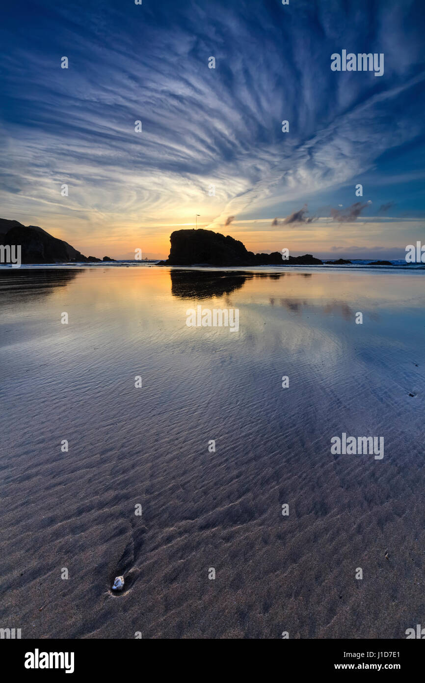 Perranporth Beach on the North Coast of Cornwall Stock Photo