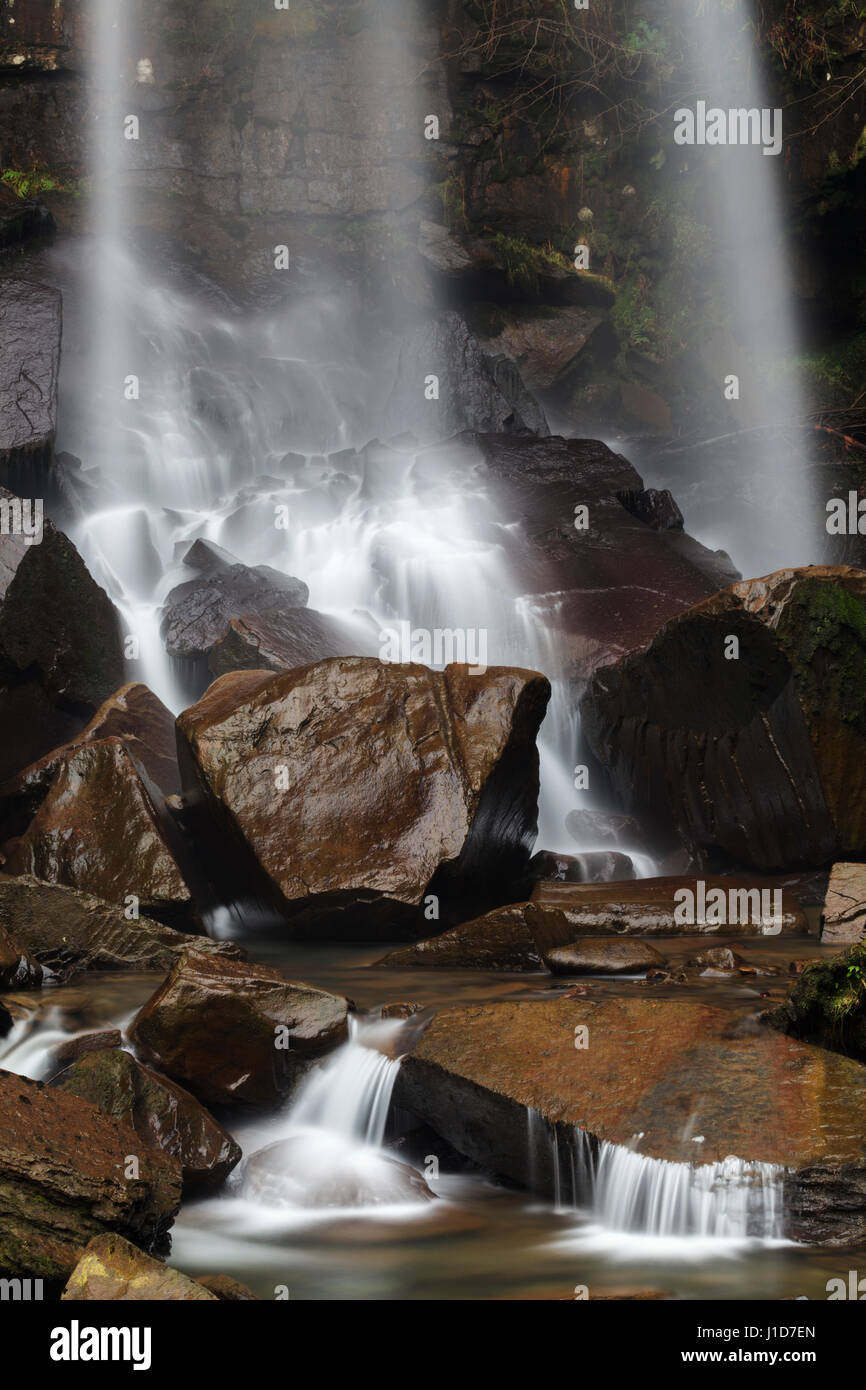Melincourt Waterfall, Vale of Neath, Wales Stock Photo