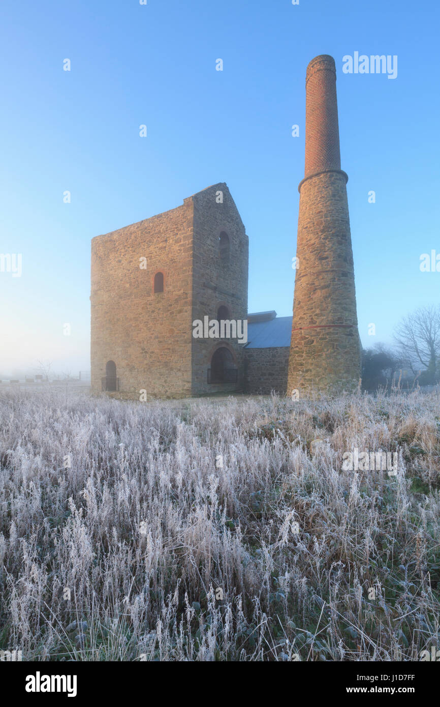 A Cornish engine house at Wheal Busy in Cornwall. Stock Photo