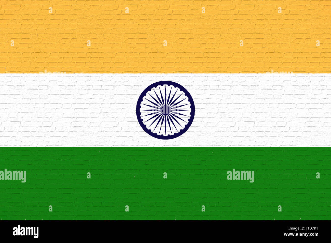 Illustration of the flag of India looking like it is painted onto a wall Stock Photo