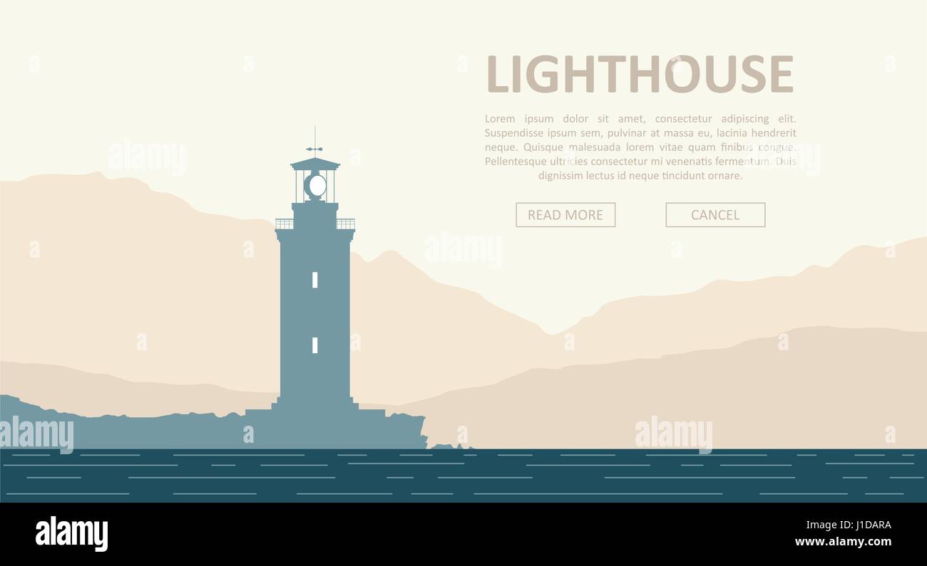 Landscape with Lighthouse Stock Vector