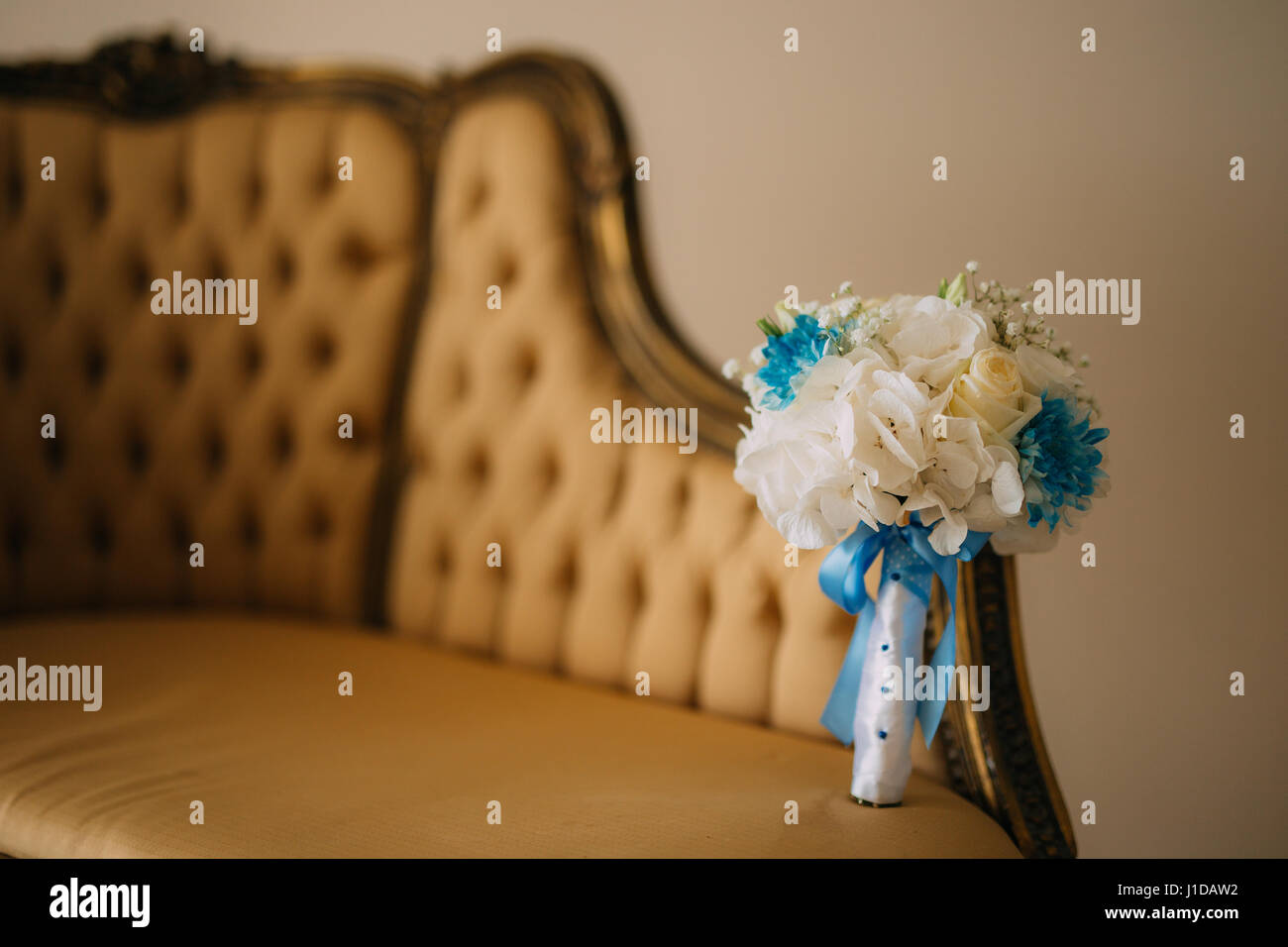 Wedding Bouquet on the couch Stock Photo Alamy
