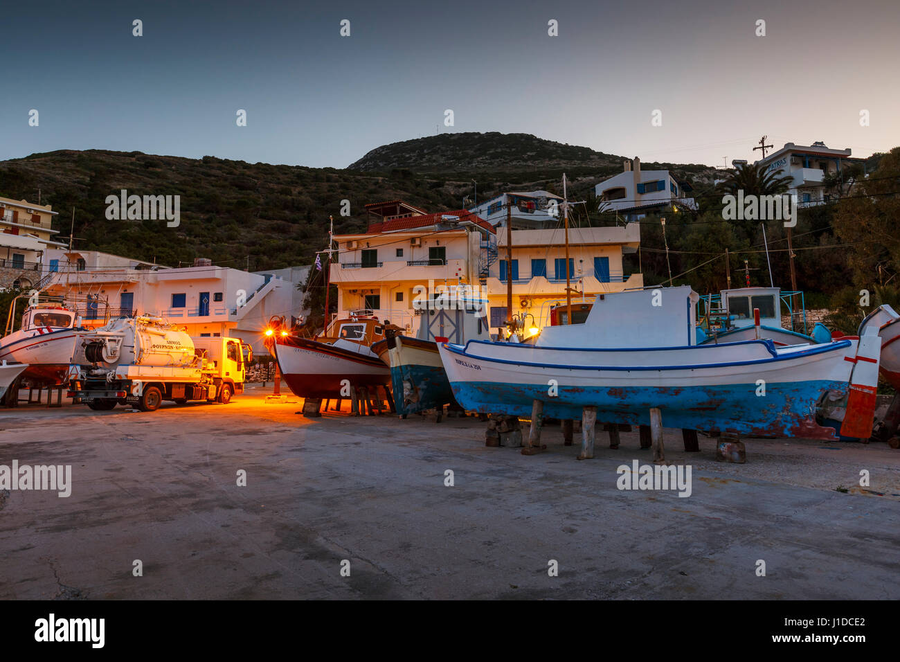 Harbour of the main village on Fourni island, Greece Stock Photo Alamy