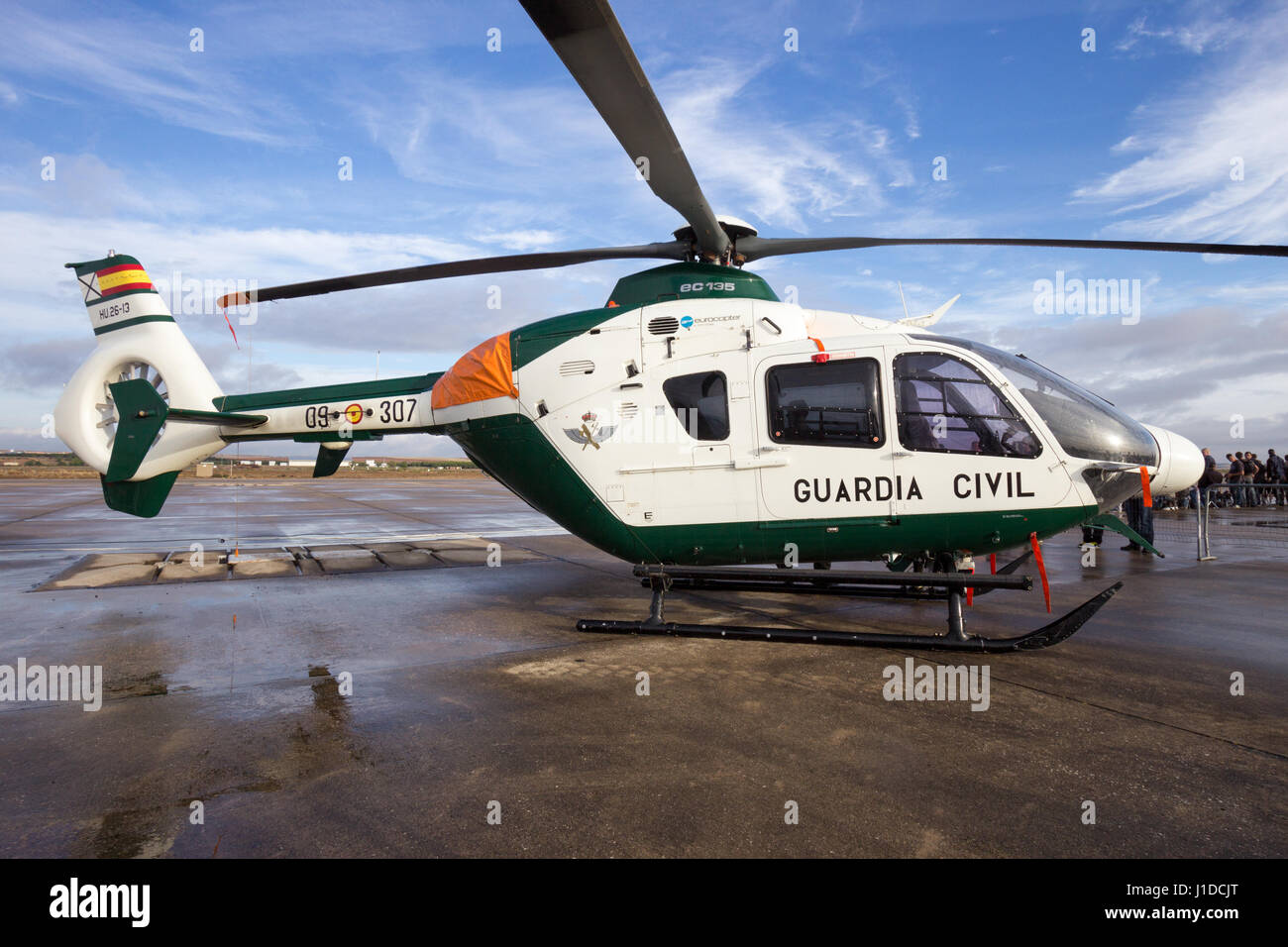 TORREJON, SPAIN - OCT 11, 2014: Spanish Guardia Civil Eurcopter EC-135 helicopter Stock Photo