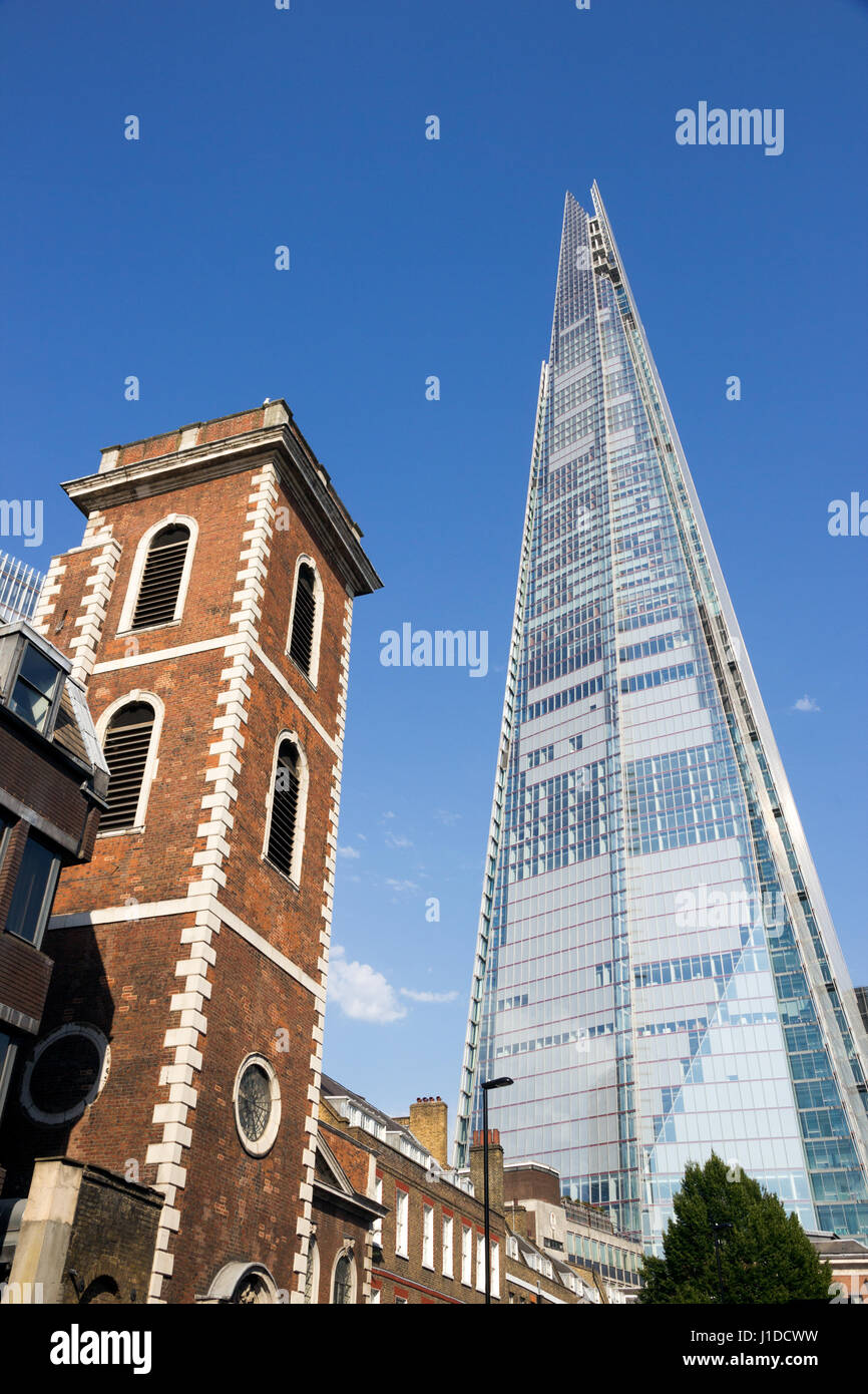 LONDON, UK - JUL 1, 2015: View on the Shard skyscraper building. The building is the tallest in Europe. Stock Photo