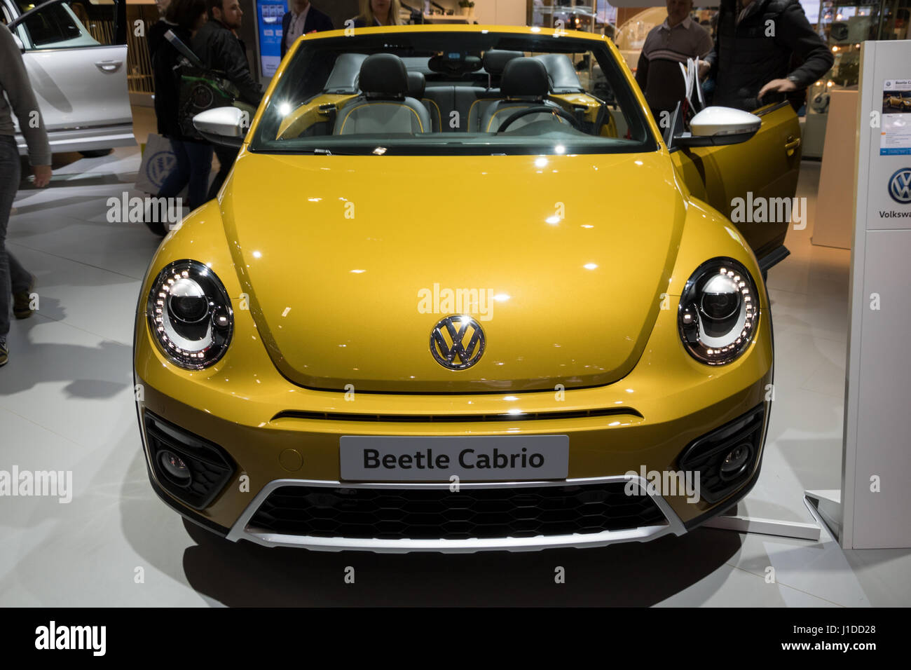 BRUSSELS - JAN 19, 2017: Volkswagen Beetle Cabrio car at the Brussels Auto Salon. Stock Photo