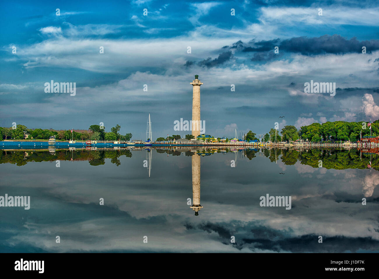 commodore Perry's monument on Put-in-bay Ohio Stock Photo