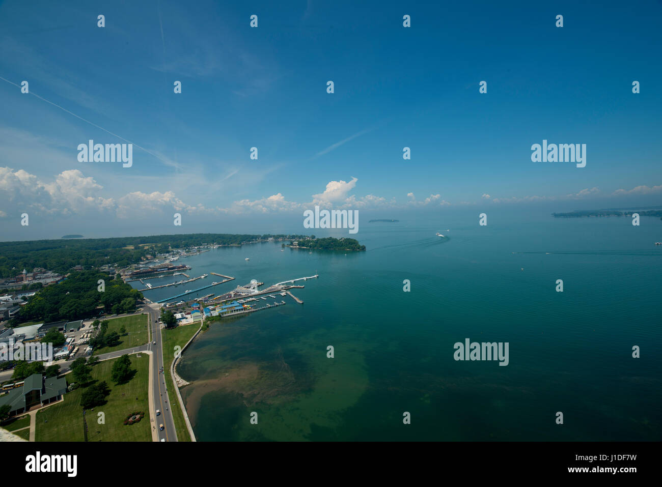 view from perrys monument on put-in-bay island Ohio Stock Photo