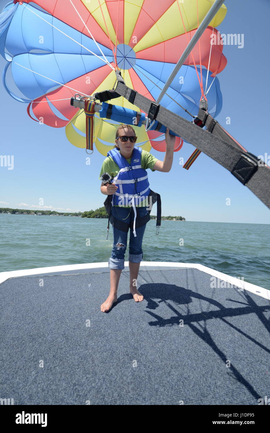 parasailing on lake Erie put-in-bay island Stock Photo