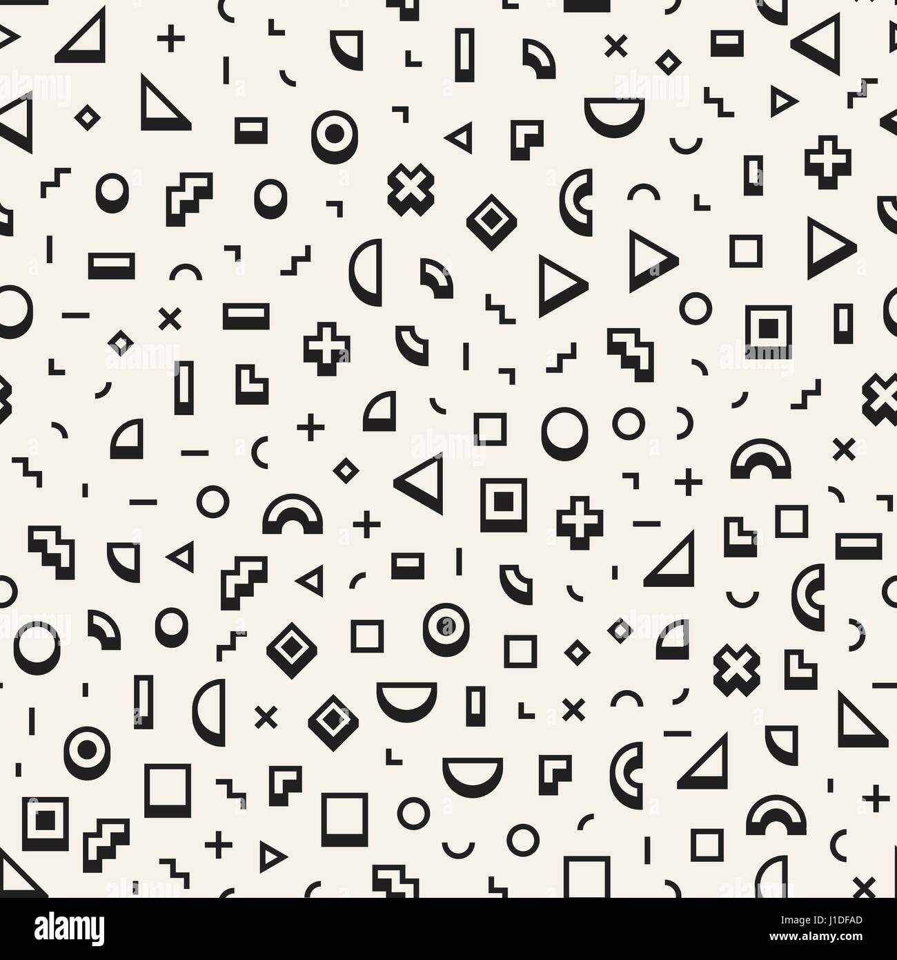 Scattered Geometric Simple Shapes. Inspired by Memphis Style. Abstract ...