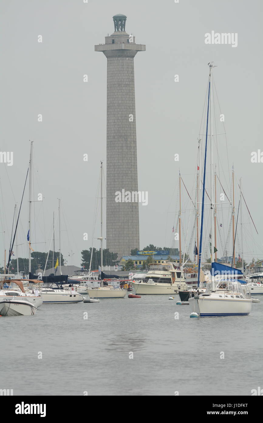 commodore Perry's monument on Put-in-bay Ohio Stock Photo