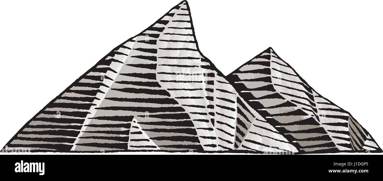 Vector Illustration of a Scratchboard Style Ink and Watercolor Drawing