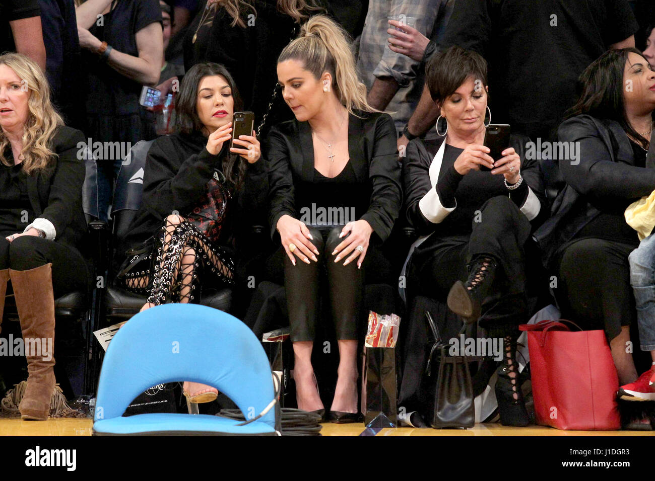 Kourtney Kardashian, Khloe Kardashian and Kris Jenner watching the Los ...